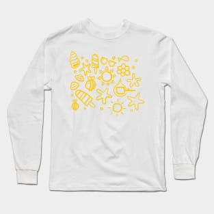 summer items yellow - sun ice cream bee seastar sea elements warm Long Sleeve T-Shirt